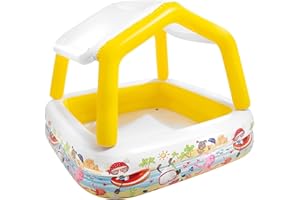 Intex 57470NP - Aufblasbarer Aquarium-Pool mit abnehmbarem Sonnendach, Vinyl, Mehrfarbig, 157x157x122 cm