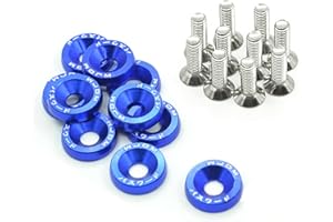 ANNA822 Aluminium 10x eloxiert M6x20 Unterlegscheiben & Schrauben Motor Autozubehör(Blau)