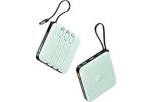 VRURC Powerbank 20000mAh Power Bank mit Kabel Klein USB C 22.5W QC3.0 Schnelles Aufladen Tragbares Ladegerät Externe Handyakkus Klein Aber Stark mit LED-Anzeige für iPhone Huawei Smartphones (Grün)