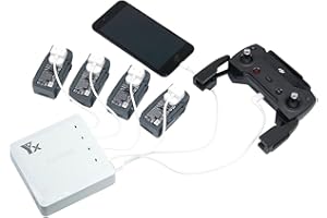 Yangers DJI Spark Multi Battery Charger Hub, 6 in 1 Smart Portable Rapid Balance Parellel Charging for 4 Inteligent Flight Batteries + 1 Remote Controller + 1 USB Charging Port, DJI Spark Charger Dock Station (White, UK Plug)