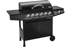 TAINO BASIC BBQ Gasgrill Grillwagen Edelstahl-Brenner + Seitenkocher Grill (BASIC 6+1 Gasgrill)