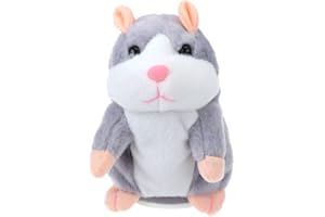 TOYMYTOY Parlant en peluche hamster Répète ce Que tu Dis Jouet électronique Parlante en Peluche pour Cadeau de Bébé Enfant (Gris clair)