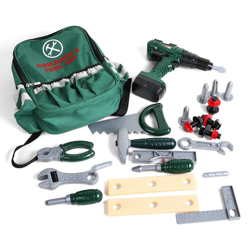 BeebeeRun-27-Pices-Jouet-Outils-Jeu-dimitation-Outil-de-Rparation-Jouet-avec-Sac--Dos-de-Rangement-Perceuse-Electrique-Jouet-Educatif-Enfant-Garon-Fille-456-Ans