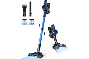 GENERICO Aspirapolvere Senza Fili, Scopa Elettrica Senza Fili Potente, 40Min Autonomia, Aspirapolvere Senza Sacco Anti-Avvolgimento, Aspirapolvere Leggero in Piedi da Solo per Peli Animali Tappeti Pavimenti