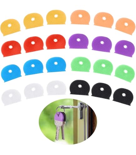 96 Coprichiavi In Silicone Colorati - Tondi E Semitondi Per Identificazione Chiavi