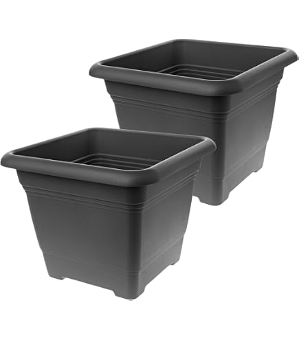 2friends Set di 3 vasi grandi per esterni, 48 x 48 cm, colore antracite, misura XXL, per esterni, con design moderno, per giardino e terrazza