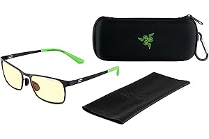 Gunnar Gafas para Videojuegos y Ordenador | Kids Gaming Glasses (age 8-12) | Razer FPS Mini, Color de Montura: Negra, Tente de Lentes: Ámbar (Bloques 65% de Luz Azul y 100% de UV) | Lente Patentada