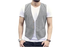AeoTeokey Herren Sommer Leinenweste Anzug Weste Casual Weste Regular Fit