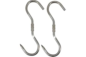 TronicXL 2 ganchos profesionales en forma de S – 260 x 10 mm de acero inoxidable, ganchos giratorios giratorios para colgar pescado salvaje, salchichas, jamón y jabalí