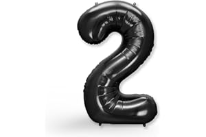 FUNXGO Palloncino Nero Grande Numero 2 per Compleanno 2 Anni - Palloncini Compleanno 2 Anni - Palloncino 2 Anni Compleanno - Decorazioni Festive - Vola con l'Elio - Palloncino 2 Nero