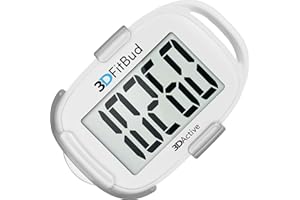 3DActive 3DFitBud Contapassi Semplice Contapassi 3D con Clip E Cordino, Tracker Di Passi Preciso, Ampio Display, Facile Da Usare per Bambini, Uomini, Donne, Adulti, Anziani - A420S - Blanco