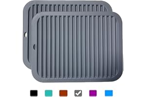 LOGHOG 2 Pack Large Silicone Trivet Mats,Heatproof Hot Pads Pot Holder,9"x12" Non Slip Flexible Durable Heat Resistant Pot Coaster Kitchen Countertop Table Mats (Wavy Gray)