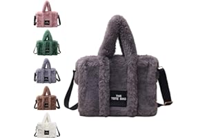 FIENZA Borsa a tracolla in peluche per donna, borsa a tracolla con cerniera e tracolla morbida borsa di grande capacità per ufficio scuola viaggi