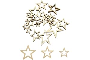Moguri® 60Stück in 3 Größen Holzsterne Deko Verschönerungen für Weihnachten, Valentinstag, Jubiläumsfeier, Babyparty, Hochzeit und Verlobungsfeier Dekorationen verwendet