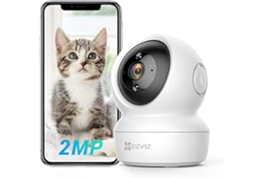 EZVIZ Indoor Camera 2.4GHz Wifi, Pet Camera, Baby Monitor, Motion Detection, Auto Tracking, Smart Night Vision, 2 Way Audio, Alexa Compatible, C6N WH