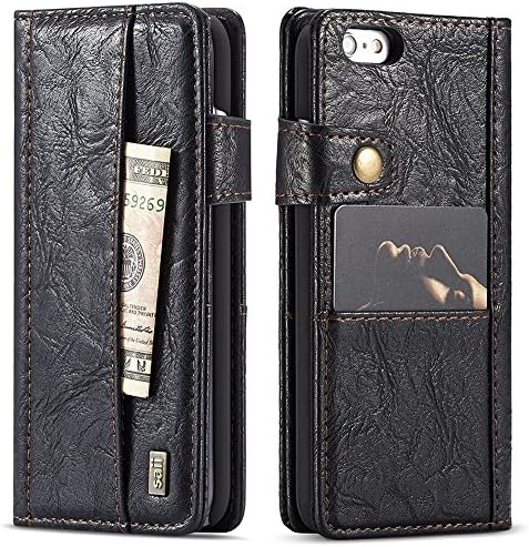 Saii iPhone 6/6S Case Protective Flip Cover [Card Holder] iPhone 6/6S Flip Case Cover Multi Slot with Magnetic Snap Closure [Elegant Wallet Design] - Black
