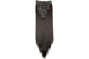 ‎CAISHA CAISHA XXL 50cm 8 Teile Set CLIP IN EXTENSIONS Nicole Haarverlängerung Haarteil Glatt Schokobraun CES103