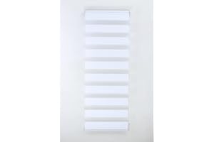 Funky Gadgets Day and Night Roller Blinds Dual Layer Fabric Zebra Blind Translucent or Blackout Vision Roller Shades No Drill Blinds Curtains for Windows and Doors White, 49W x 165H cm