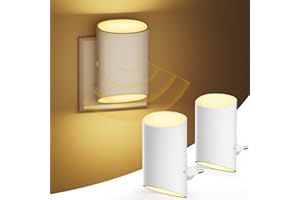 ‎SURIGHT Nachtlicht Steckdose, Nachtlicht mit Bewegungsmelder und Dämmerungssensor, 2 Stück Nachtlicht Kinder mit Auf- und Abbeleuchtung 3000K Warmweißes 7 Einstellbare Helligkeitsstufen für Flur, Kinderzimmer