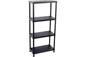 Oypla 4 Tier Black Plastic Heavy Duty Shelving Racking Storage Unit