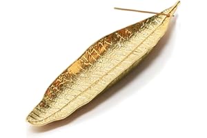 AGHOER Quemador de Lncienso, 20,8 cm Porta Incienso de Aleación de Zinc, Hojas de Metal Quemador de Incienso, para el Hogar, Oficina, Yoga, Meditación (Oro)