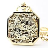 Easy Go Shopping Taschenuhr Achteckige Retro Taschenuhr mit Kette Boutique Golden Mechanical