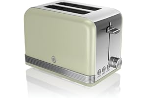 Swan ST19010GN 2 Slice Toaster, Stainless Steel, 815 W, Green