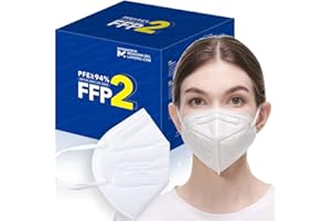 MEDICINADELLAVORO.COM 30 Mascarillas FFP2/KN95 Colores Homologadas Certificación CE sin Válvula de 6 Capas, Máscara Protectora de Polvo, Mascarilla de Protección Personal con Filtros de Calidad BFE≥95, 30 Piezas