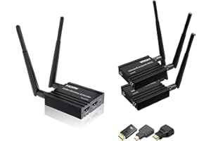GKRONG Wireless HDMI Transmitter and Receiver 4k decoding, One Transmitter and Two Receivers, Long Range Wireless Transmission 656FT/200M,Plug-Play, 2.4/5.8G for PC/Laptop/TV to Monitor/Projector/HDTV
