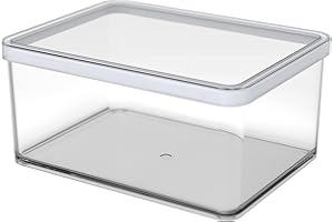 Rotho Loft Scatola Rettangolare con Coperchio e Guarnizione, Plastica (SAN) senza BPA, Trasparente/Bianco, 2.25 L, 20.0 x 15.0 x 9.6 cm