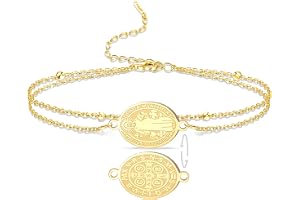VASSAGO Saint Benedict medaljarmband Medalla De San Benito | Justerbart flätat reparmband katolskt radband exorcism skydd rel