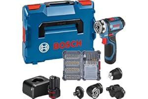 Bosch Professional 12V System perceuse-visseuse sans-fil GSR 12V-15 FC (avec 2 batteries GBA 12V 2,0 Ah, chargeur, 4 adaptateurs, set de 40 accessoires, L-BOXX 136) - Set Amazon Exclusive