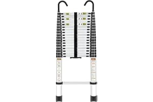 RIKADE Telescopic Ladder, 20.34FT Aluminum Telescoping Ladder with Non-Slip Feet and Stable Hook, Portable Extension Ladder for Home Use and Outdoor Working, 330lb Capacity