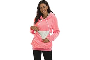OTMYIGO Polar Fleece Damen Hoodies, 2022 Pet Pouch Hoodie Sweatshirt Kapuzentasche mit großer Tasche für Kleintiere