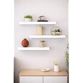 mobilyacın 3'l&uuml; U&ccedil;an Duvar Rafı Set Gizli Raf- Beyaz 15x40