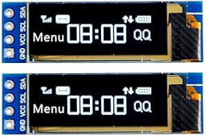 DollaTek 2Pcs I2C OLED Display Module 0.91 Pulgadas I2C OLED Screen Driver DC 3.3V ~ 5V para Arduino - Blanco Fuente