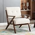 HomeMiYN Mid-Century Armchair,Retro Accent Chair with Wood Frame Upholstered Occasional Club Chair for Living Room Reception Bedroom Balcony Office Apartment Beige