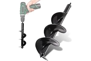 FISHTEC - Tarière pour Perceuse Jardin Ø 90 mm - Foret embout 8 Longueur Mèche 25 cm en Acier Creuser Rapidement des Trous et Planter vos Fleurs Arbre Arbuste, Piquets, Poteau