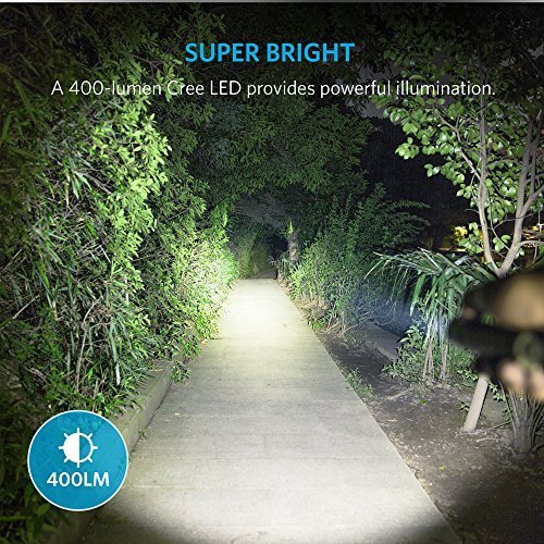Anker LC40 Taschenlampe Praktische LED Taschenlampe, Superhell 400 Lumen Cree LED, IP65 Wasserfest, 3 Einstellungen Hell / Niedrig / Blinkfunktion für Campen, Wandern, Fahrradfahren und Notfälle - 2