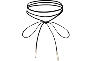 FdcLixuvol Women's Choker Necklace Bow Long Choker Chain Black Gothic Collar Adjustable Vintage Velour Leather Necklace Trendy Accessory for Parties