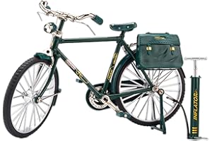 VIRTCOOY DIY Retro Bicycle Model Ornament For Kids, 1:10 Simulation Alloy Bicycle Model Scale Kit with Inflator, Vintage Metal Bike Model Decoration Home