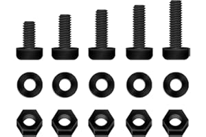 Pzsmocn 300 Pezzi/100 Set M3*5 mm Viti a Testa Tonda con Croce in Nylon Nera in Plastica Dadi Esagonali con Rondelle Isolanti, Dimensioni Standard, per Fai da Te e Assemblaggio Elettronico.