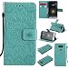Produktbild Lonchee LG G5 (5.3 zoll) Leder Wallet Tasche Brieftasche Schutzhülle , Sonnenblumen geprägten Muster Design Hochwertige PU Leder Folio Tasche Case Hülle im Bookstyle mit Standfunktion Kredit Kartenfächer (grün)