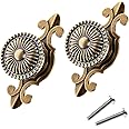 2 Pcs Vintage Cabinet Knobs,Retro Brass Round Drawer Knobs,Cupboard Handles Door Pull Handles with Screws for Wardrobe Furniture(Single Hole)