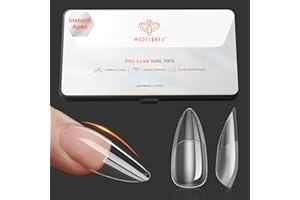 Modelones Medium Migdałowe Tipsy do Paznokci, 15 Rozmiarów 120 Sztuk Almond Full Cover Zestaw Tipsów do Paznokci, Zestaw Tipsów Żelowych, Pre-Buff PMMA Żywica Tipsy do Paznokci, Sztuczne Paznokcie do