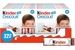 Kinder Petites barres de chocolat, boîte-cadeau de chocolat en vrac, tablette de chocolat au lait fine fourrée au lait, paquet de 20 x 50 g