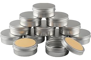 BPZXL 12 Pezzi Rotonda Contenitore in Alluminio da 150ml Argento con Tappo a Vite Vaso Barattolo Cosmetico Contenitori per Balsamo DIY Labbra Cosmetici Candele