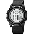 SKMEI Men Digital Sports Watch Ultra-Thin Large Face Waterproof Wrist Watches for Men with Stopwatch Countdown Timer Alarm Function Dual Time LED Back Light