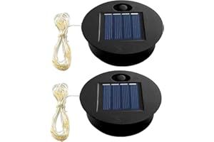 Lotnery 2 Pack Solar Light Replacement Top with 7cm Round Battery Box & LED String Lights for Outdoor Garden Lanterns, Watering Can, and DIY Decor