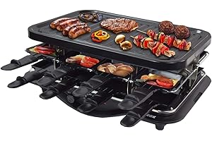 ‎SYNTROX GERMANY Syntrox Germany Raclette Grill Lausanne, 8 Personen, 16 Pfännchen, antihaftbeschichtet, Temperaturregelung, 1600W
